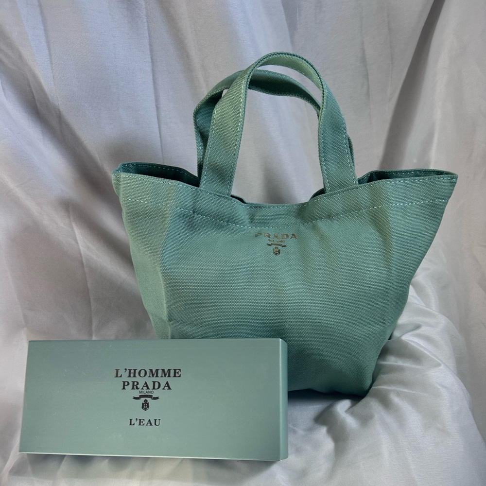 Prada Seafoam Green Canvas Tote